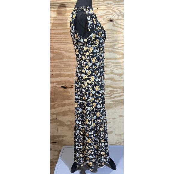 Lulus Y2K Babydoll Floral Chiffon Midi Dress Size Small Black Romantic Fairy - Picture 6 of 15